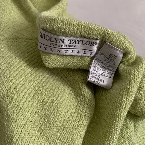 VTG sage top green elevated basic minimal mint layering tee nubby bouclé blouse - Picture 5 of 5